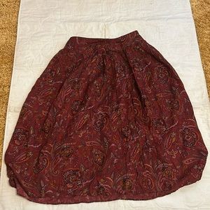 Susan Bristol Burgundy boho skirt, size 10